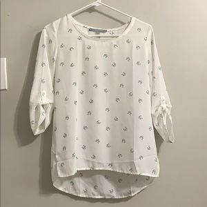 Cat Print White Blouse
